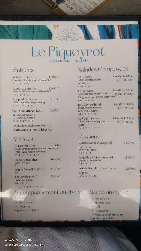 Menu_Restaurant le piqueyrot_Hourtin_image_2