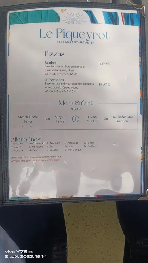 Menu_Restaurant le piqueyrot_Hourtin_image_4