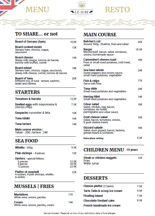 Menu_Le Surf_Hourtin_image_1