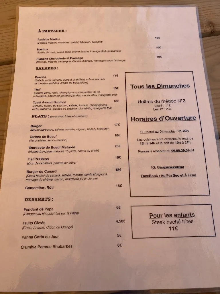Menu_Au Pin Sec & à L'Eau_Naujac-sur-Mer_image_2