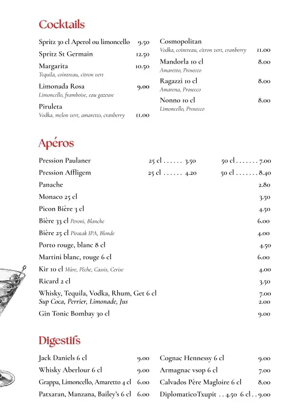 Menu_Le restaurant italien La Trattoria della Nonna_Hendaye_image_2