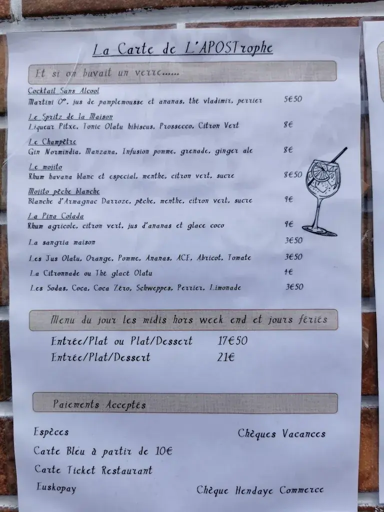 Menu_BAR RESTAURANT L'APOSTROPHE_Hendaye_image_2