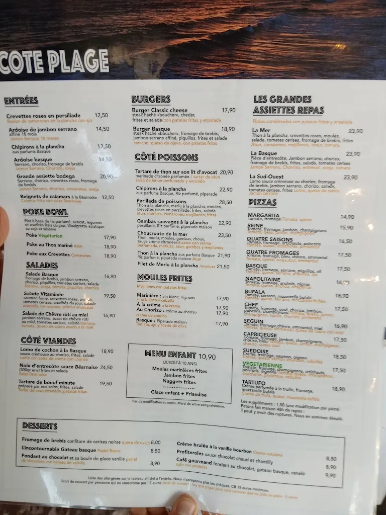 Menu_Côté Plage Hendaye_Hendaye_image_2