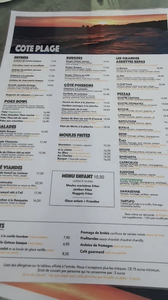 Menu_Côté Plage Hendaye_Hendaye_image_3