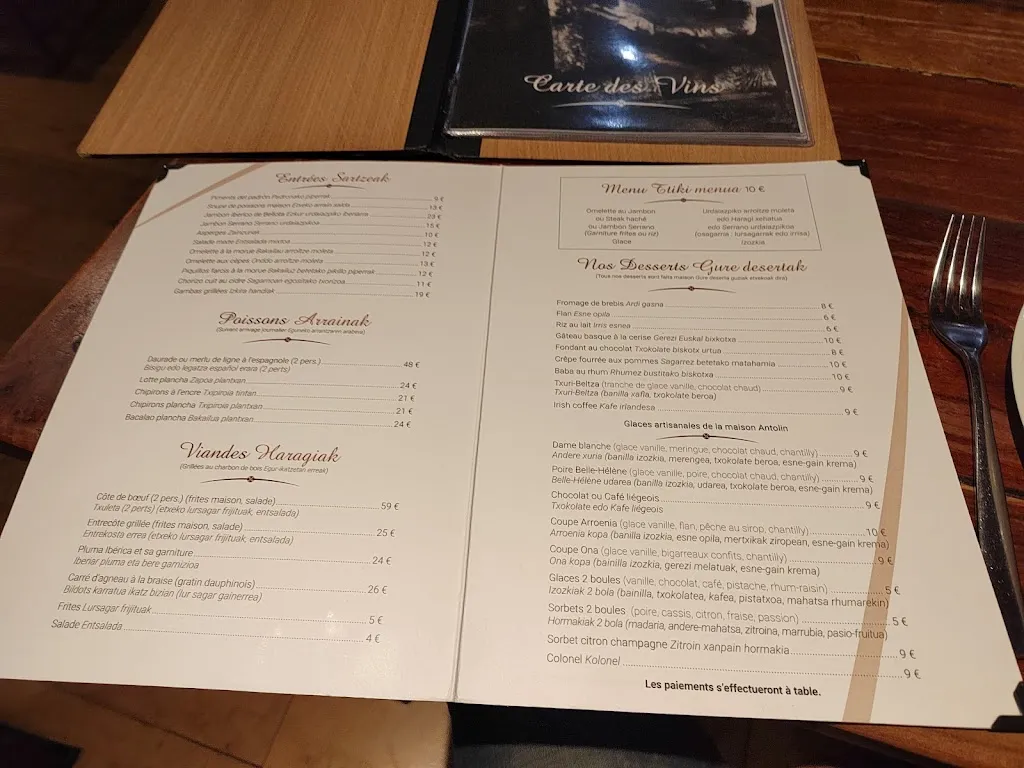 Menu_Arroenia - cuisine Basque_Urrugne_image_1