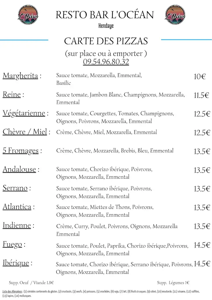 Menu_Resto Bar l'océan_Hendaye_image_1