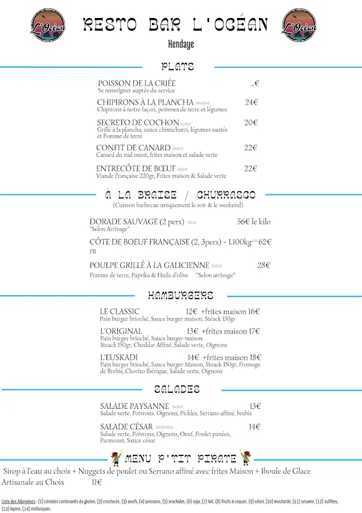 Menu_Resto Bar l'océan_Hendaye_image_2