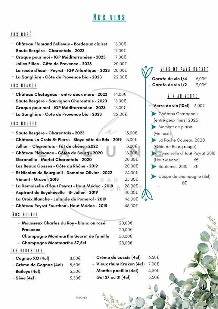 Menu_La lagune - Restaurant de la Base de Loisirs_Jonzac_image_2