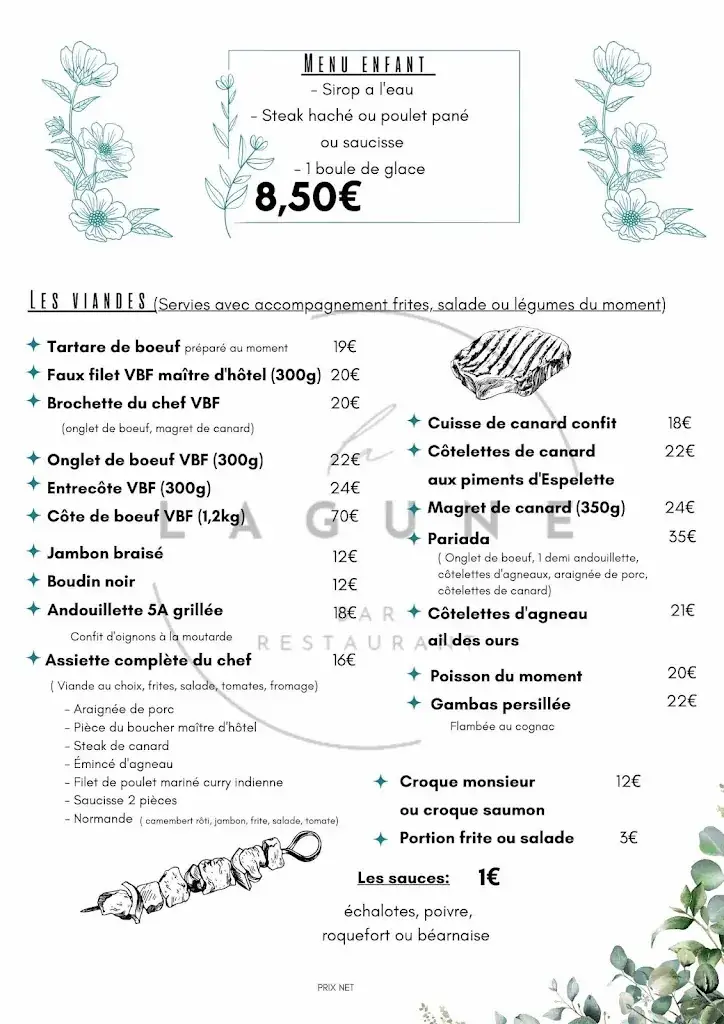 Menu_La lagune - Restaurant de la Base de Loisirs_Jonzac_image_3