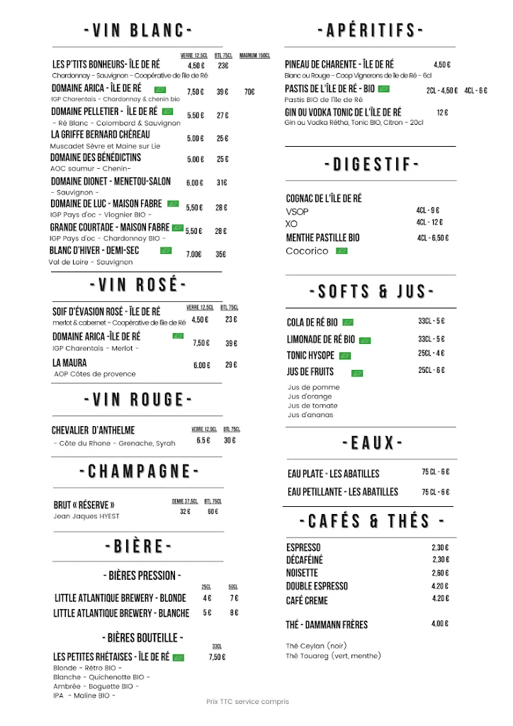 Menu_La Cabane Oceane : Nº9 Le Bar à Huîtres et La Boutique_Flotte_image_1