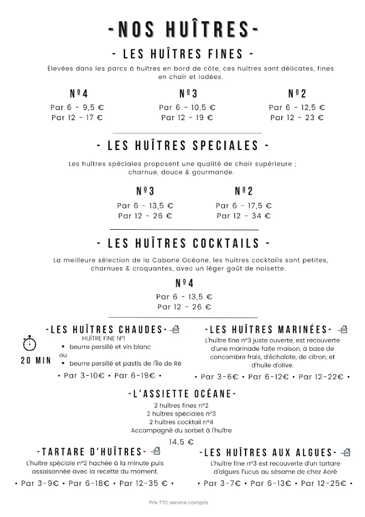 Menu_La Cabane Oceane : Nº9 Le Bar à Huîtres et La Boutique_Flotte_image_3