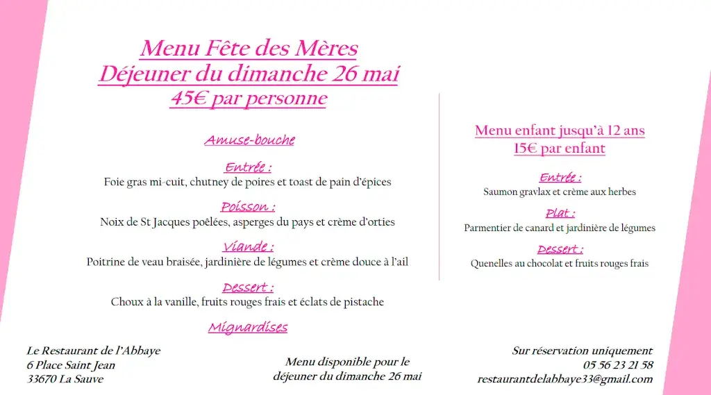 Menu_Restaurant de L'Abbaye_Sauve_image_1