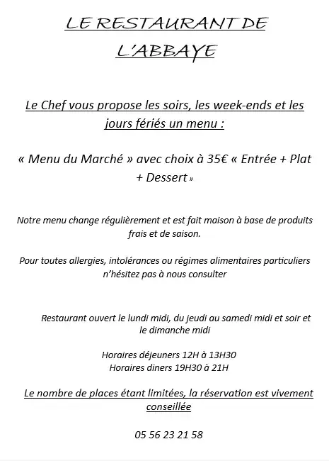 Menu_Restaurant de L'Abbaye_Sauve_image_4