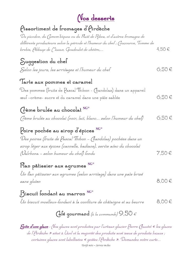 Menu_Auberge De La Couronne Hotel Restaurant_Lablachère_image_1