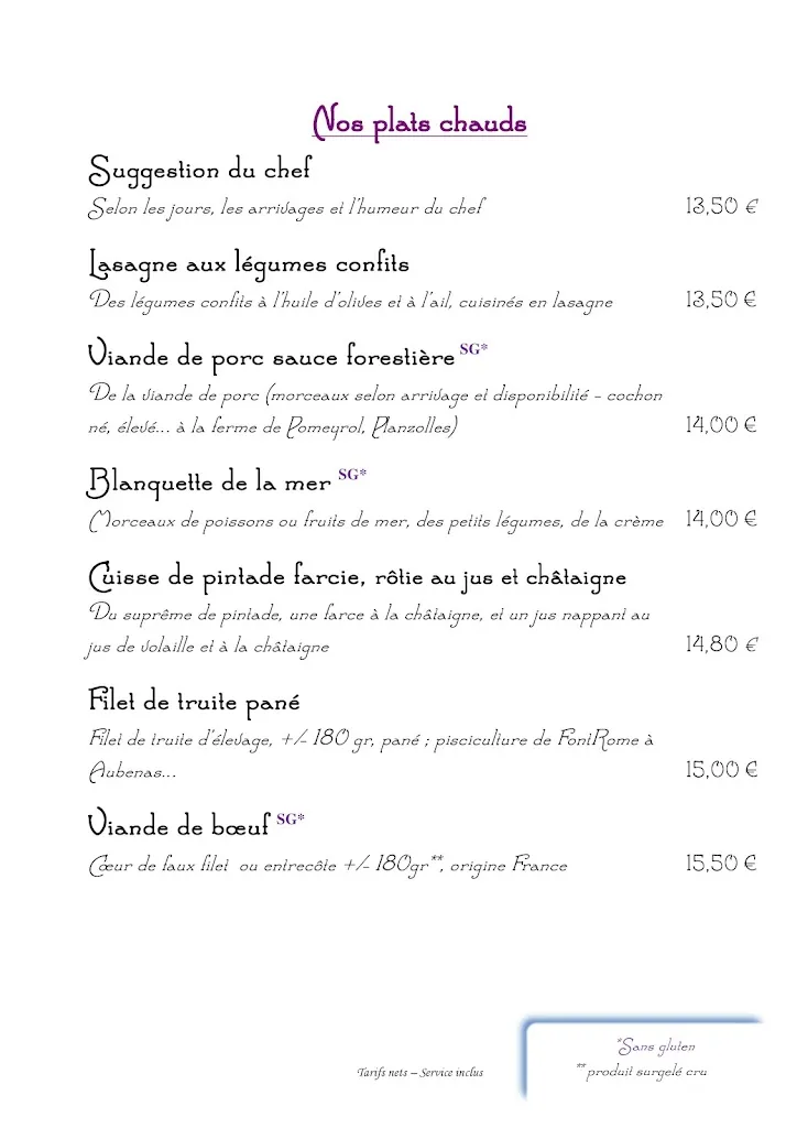 Menu_Auberge De La Couronne Hotel Restaurant_Lablachère_image_2