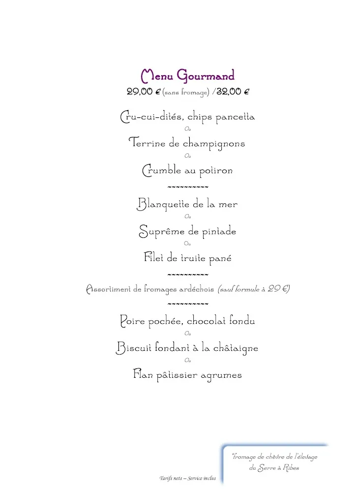 Menu_Auberge De La Couronne Hotel Restaurant_Lablachère_image_4