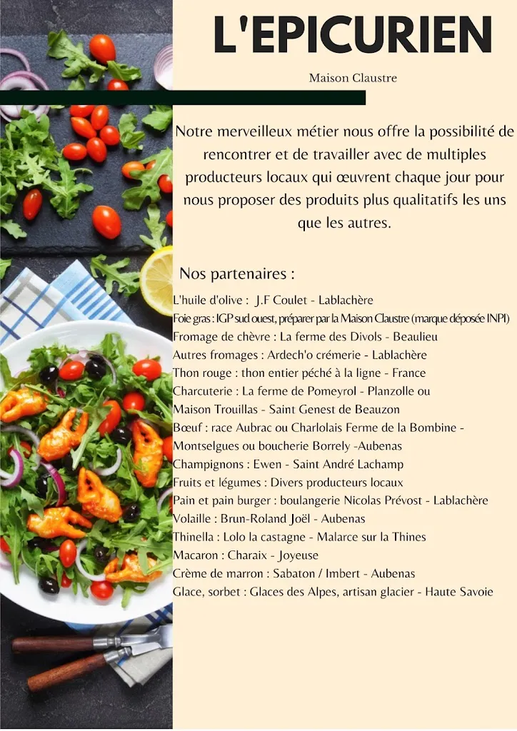 Menu_L’Épicurien / Maison Claustre_Lablachère_image_3