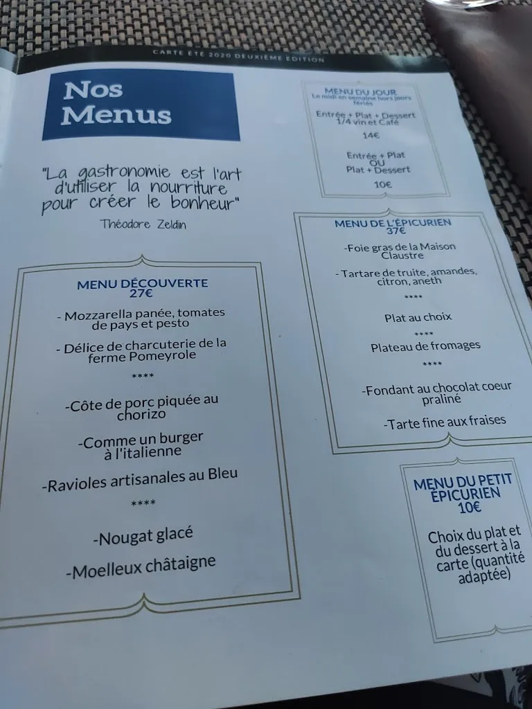 Menu_L’Épicurien / Maison Claustre_Lablachère_image_4