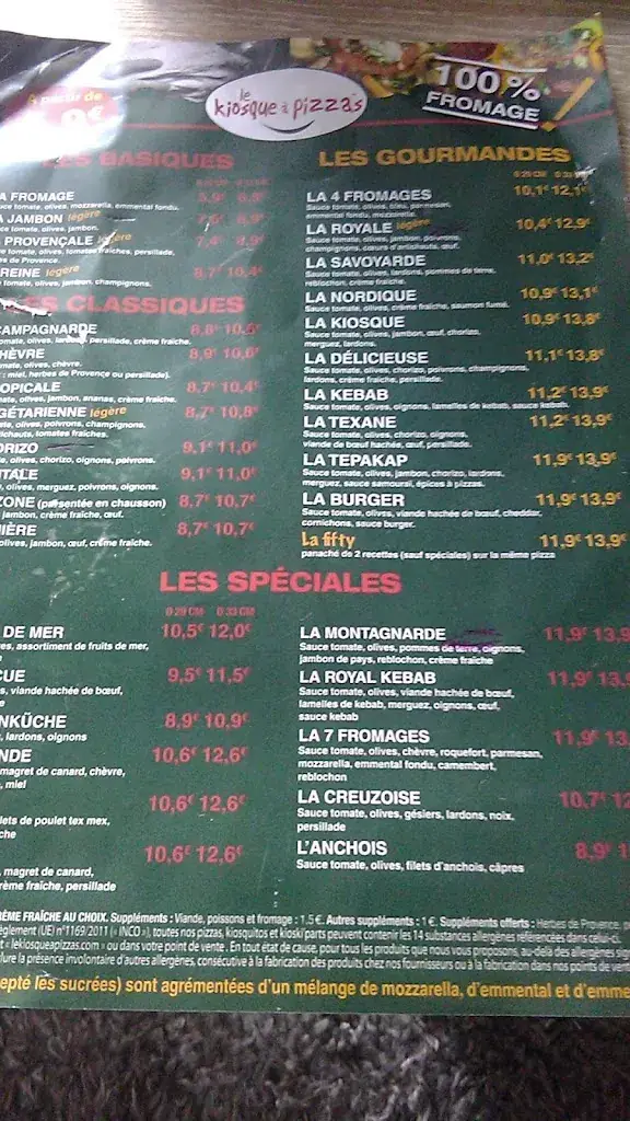 Menu_Le Kiosque à Pizzas_Souterraine_image_1