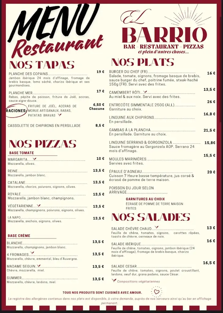Menu_Restaurant El Barrio_Labenne_image_1