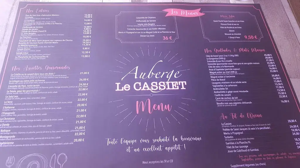 Menu_Auberge le Cassiet_Ondres_image_3