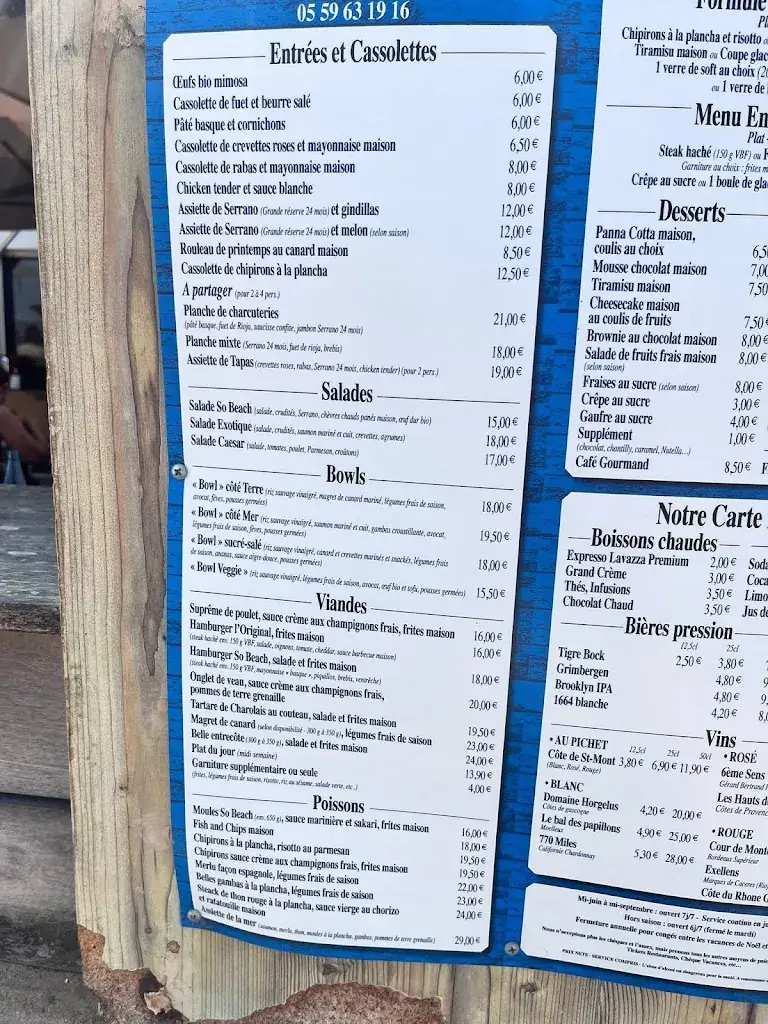 Menu_So Beach_Ondres_image_2