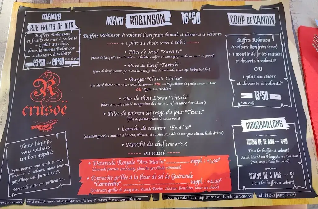 Menu_Restaurant le Robinson Crusoë_Teste-de-Buch_image_1