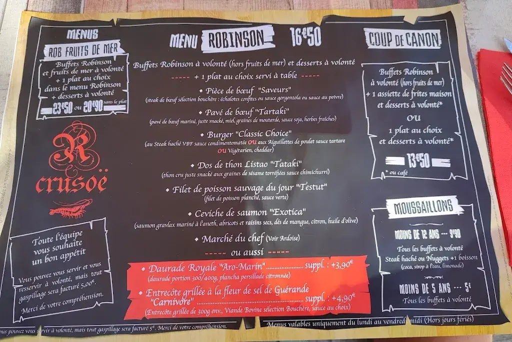 Menu_Restaurant le Robinson Crusoë_Teste-de-Buch_image_3