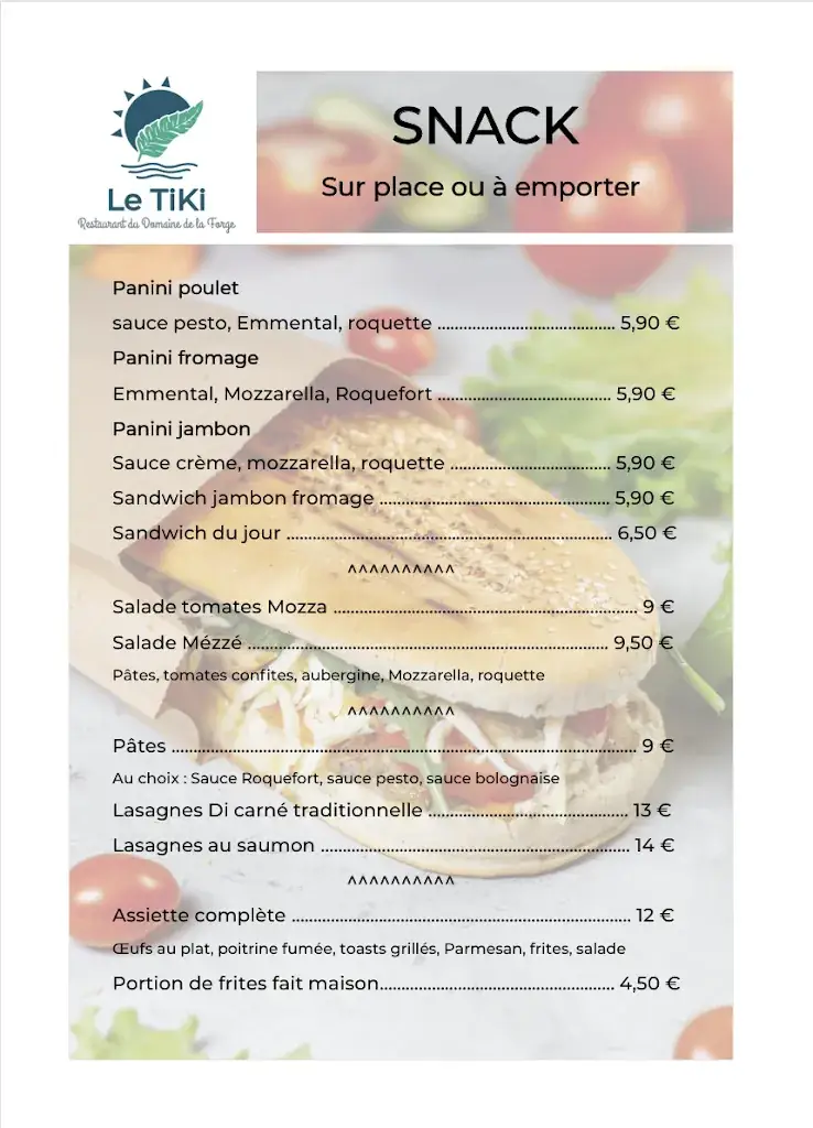 Menu_Le Tiki - Restaurant du Domaine de la Forge_Teste-de-Buch_image_2