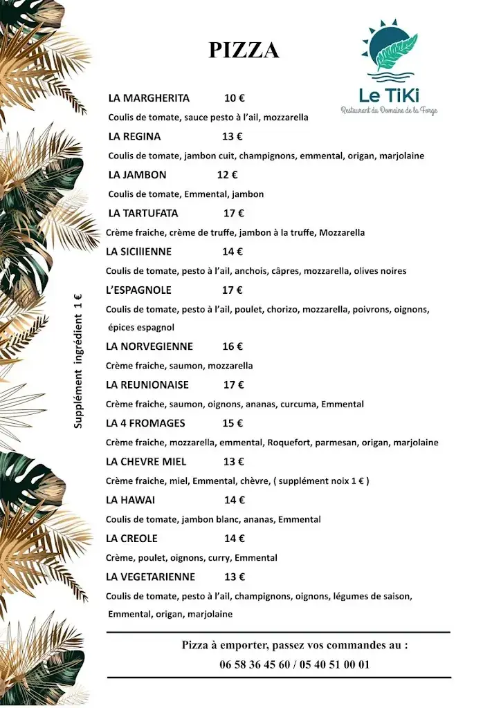 Menu_Le Tiki - Restaurant du Domaine de la Forge_Teste-de-Buch_image_3