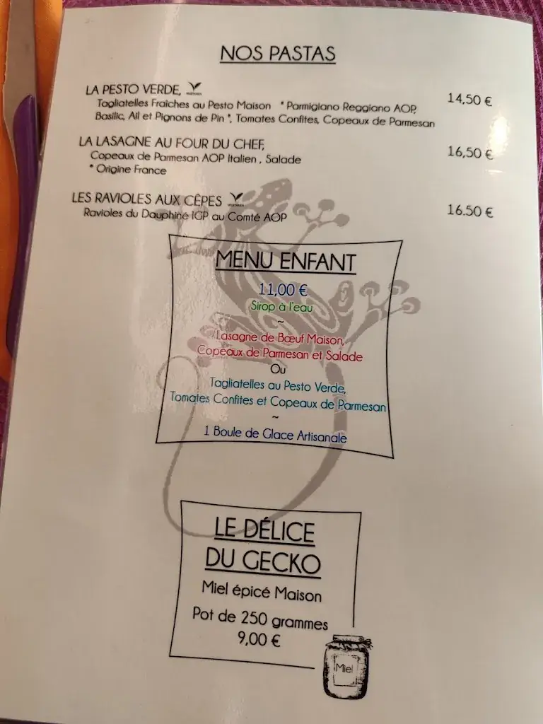 Menu_Le Gecko Bar_Vallon-Pont-d'Arc_immagine_2