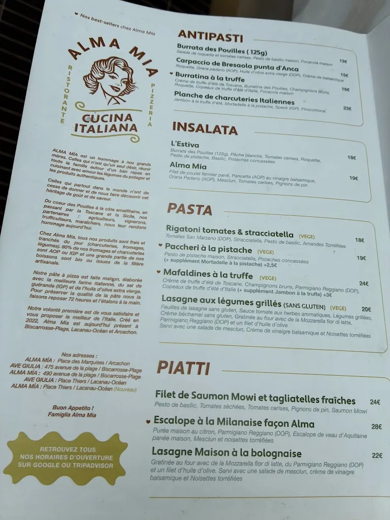 Menu_ALMA MÍA Lacanau - Cucina Italiana_Lacanau_image_1