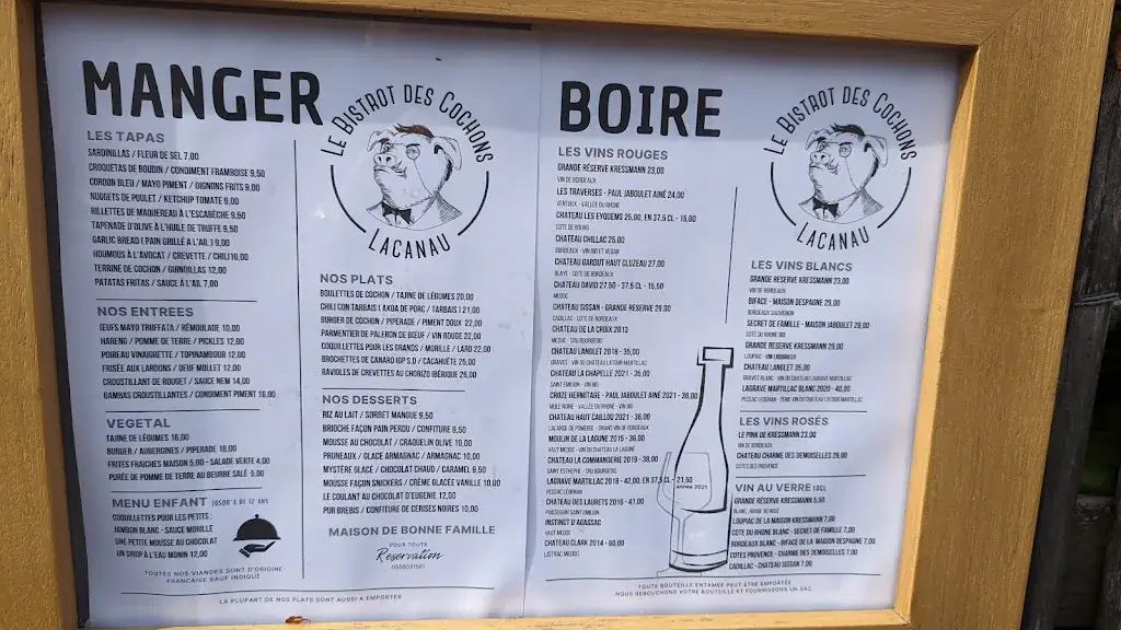 Menu_Le Bistrot des Cochons_Lacanau_imagen_1