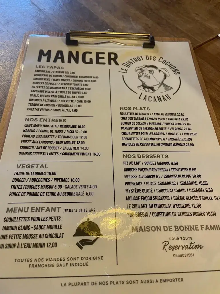 Menu_Le Bistrot des Cochons_Lacanau_imagen_2