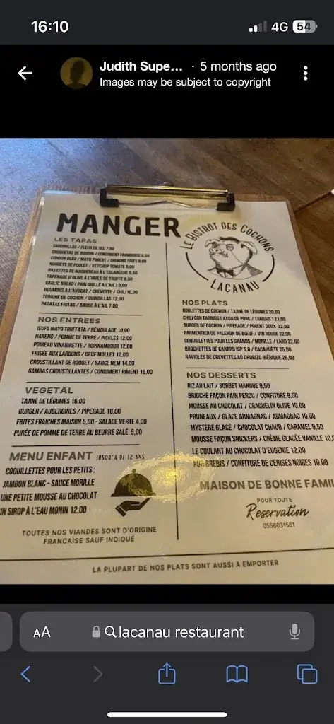 Menu_Le Bistrot des Cochons_Lacanau_imagen_3