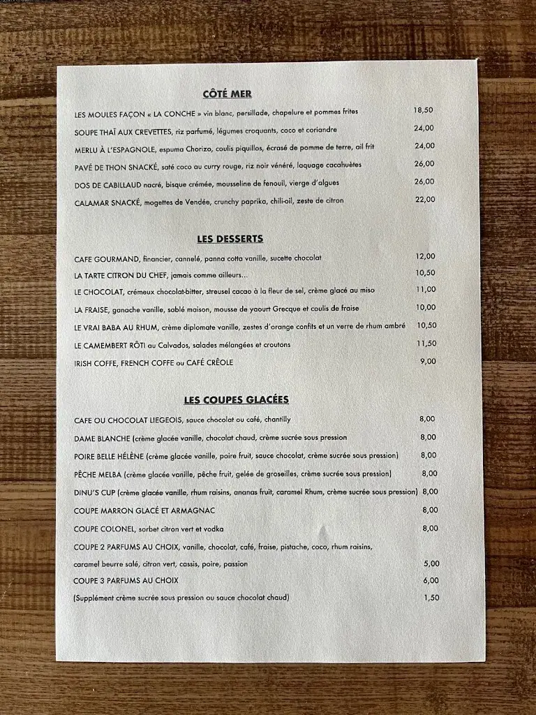 Menu_Restaurant La Conche Lacanau_Lacanau_image_2