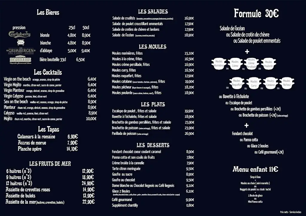 Menu_La Marinière_Lacanau_image_1