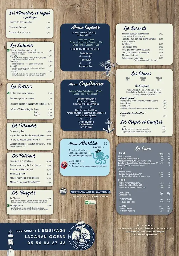 Menu_Bar - Restaurant L'Équipage_Lacanau_image_2