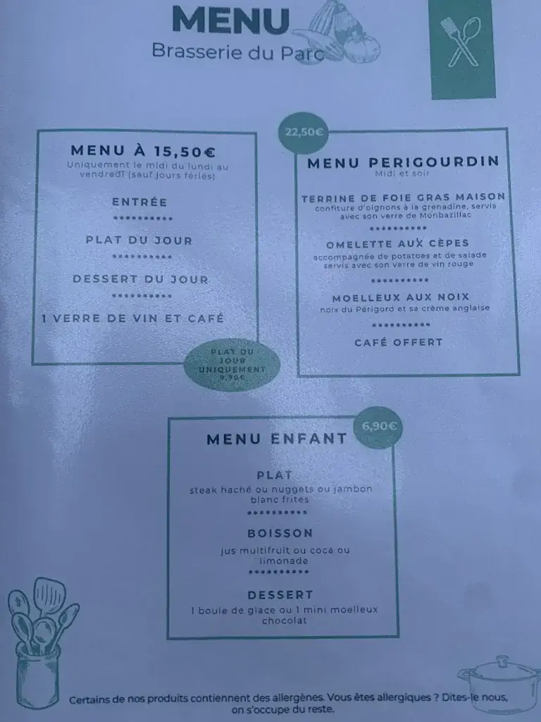Menu_Restaurant Brasserie du Parc_Lalinde_image_2