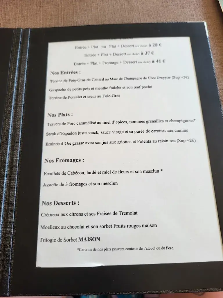 Menü_Hôtel-Restaurant Côté Rivage_Badefols-sur-Dordogne_Bild_1