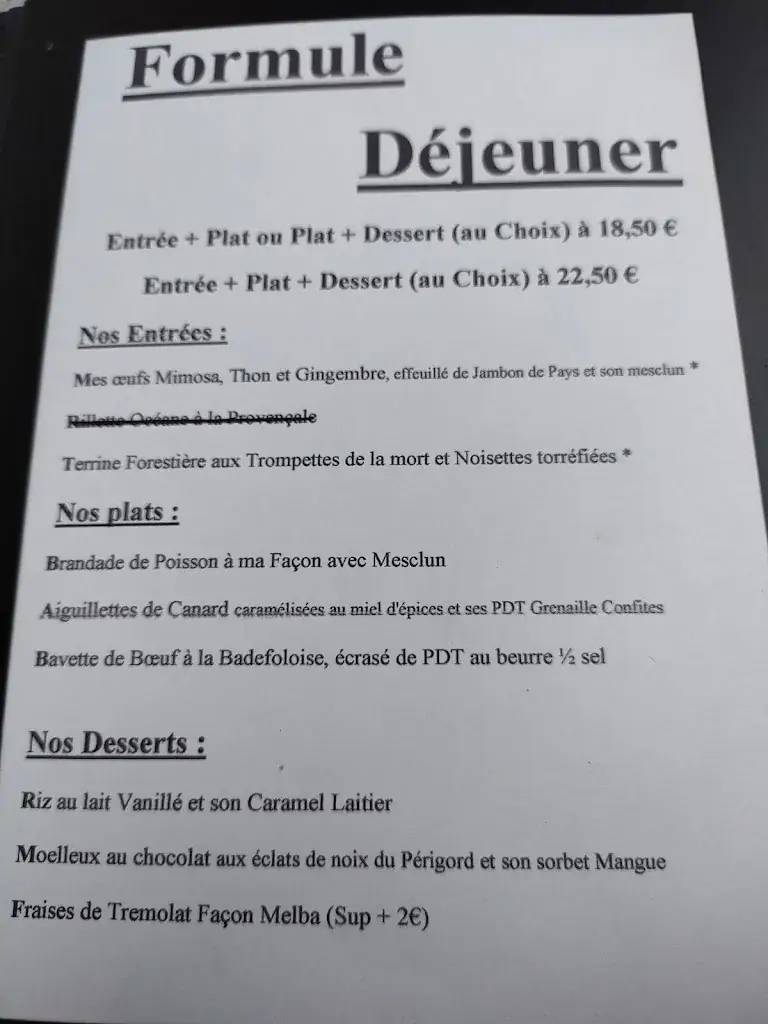 Menü_Hôtel-Restaurant Côté Rivage_Badefols-sur-Dordogne_Bild_3