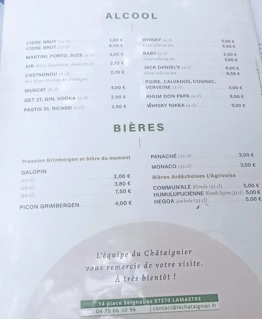 Menu_Restaurant Le Châtaignier_Lamastre_imagen_3
