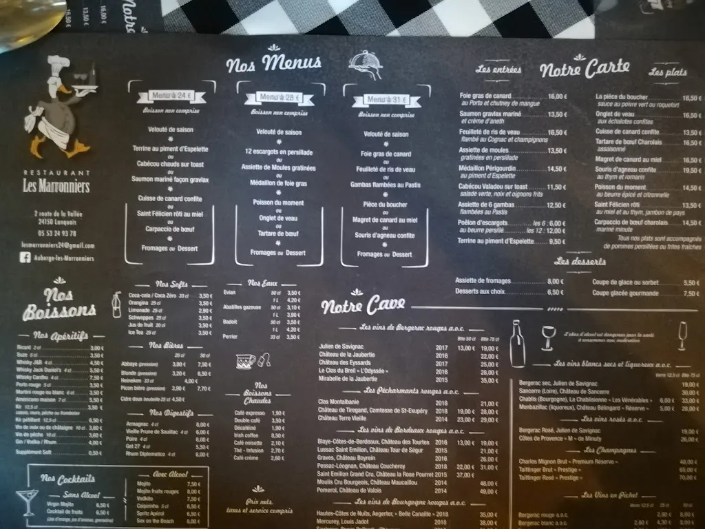 Menu_Restaurant Les Marronniers Lanquais_Lanquais_image_4