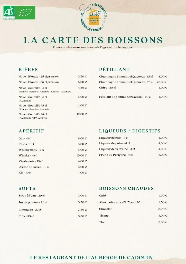 Menu_Restaurant de l'Auberge de Cadouin_Buisson-de-Cadouin_image_1