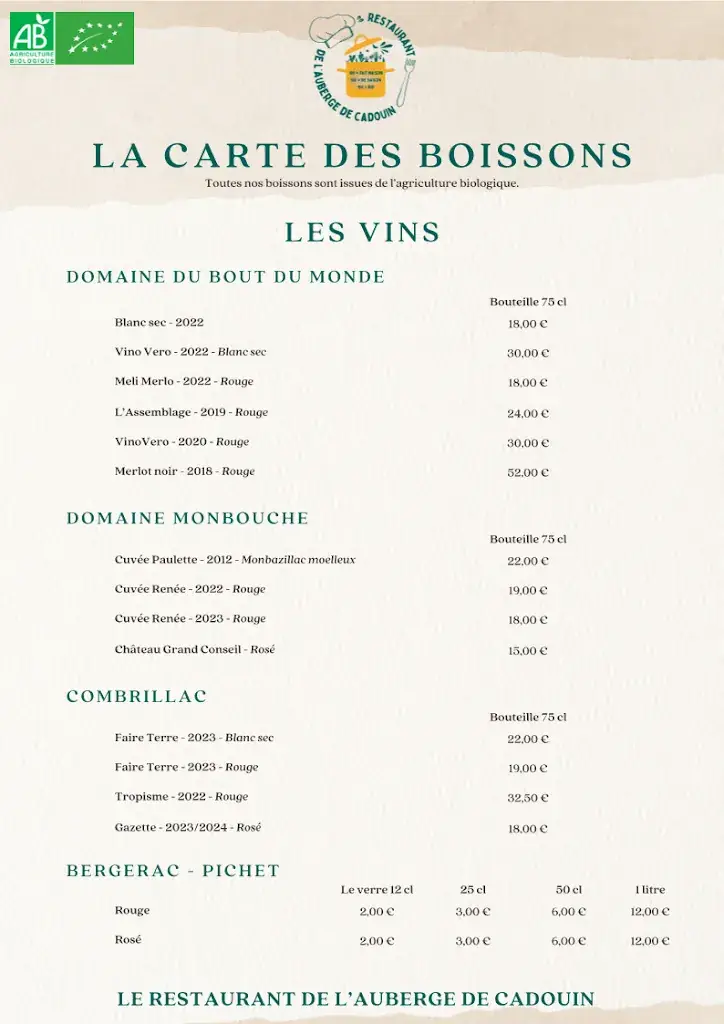 Menu_Restaurant de l'Auberge de Cadouin_Buisson-de-Cadouin_image_2
