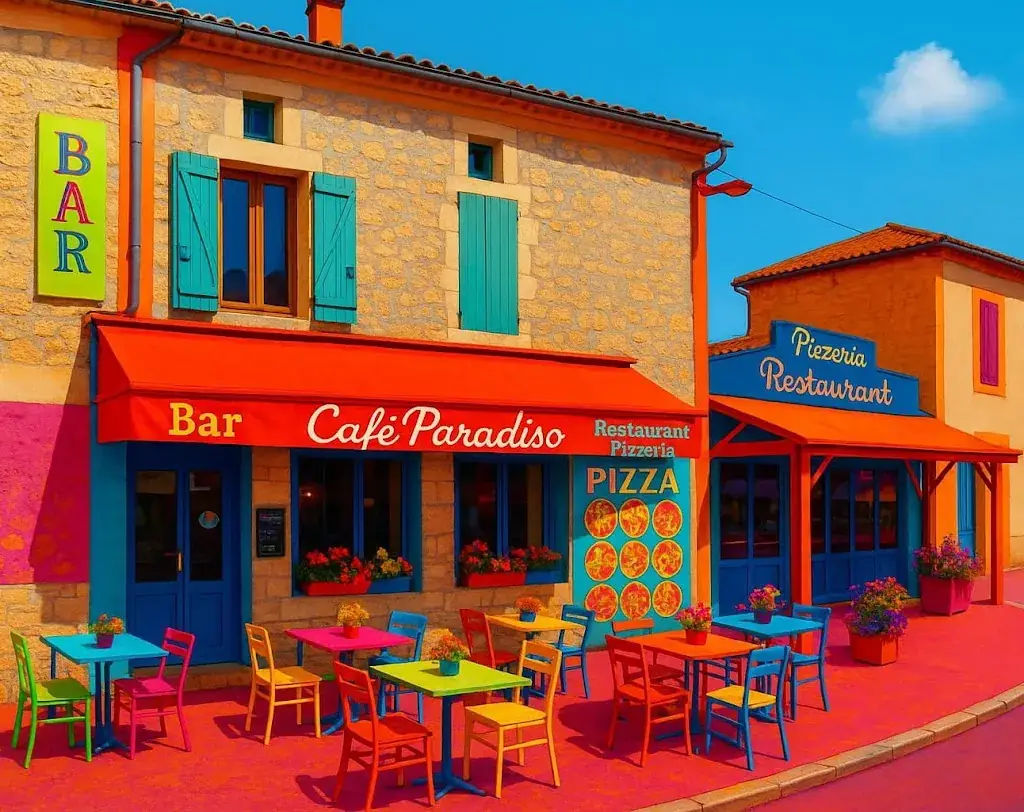 Cafe Paradiso restaurant in Laroque-Timbaut