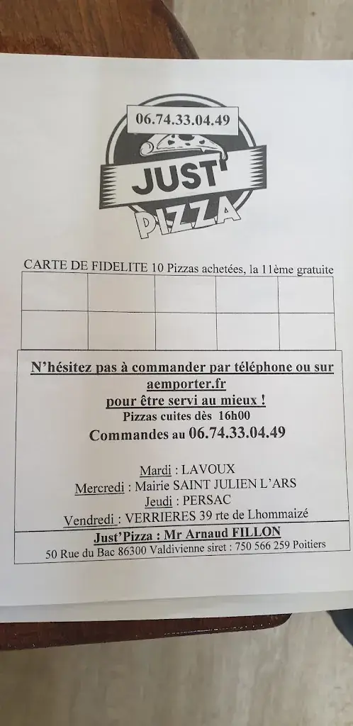 Menu_Just'Pizza Lavoux_Lavoux_image_3