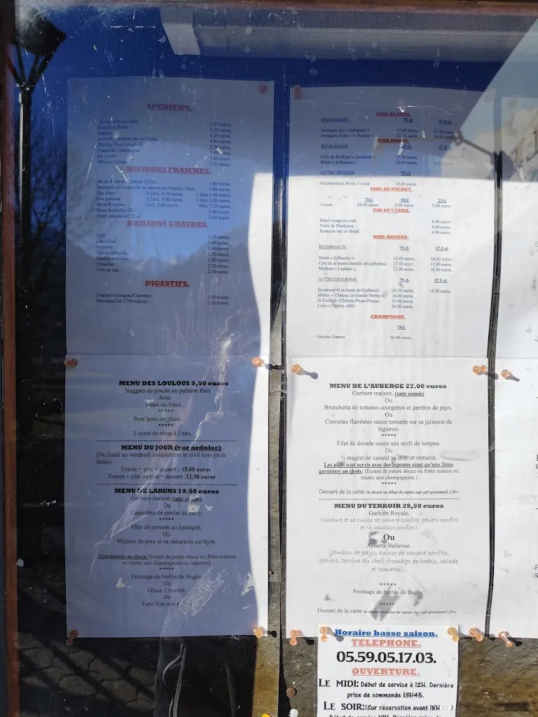 Menu_restaurant Bellevue_Laruns_immagine_1