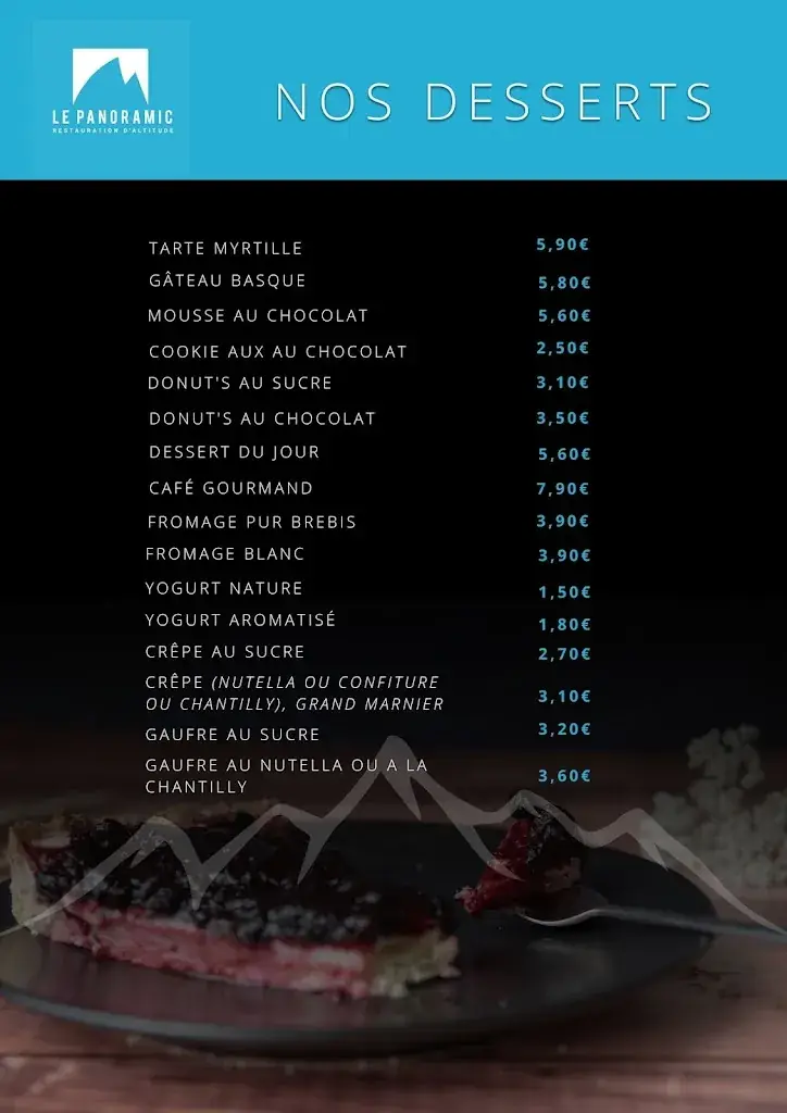 Menu_LE PANORAMIC | Restaurant d'altitude Self service | Artouste Fabrèges_Fabrèges_image_1