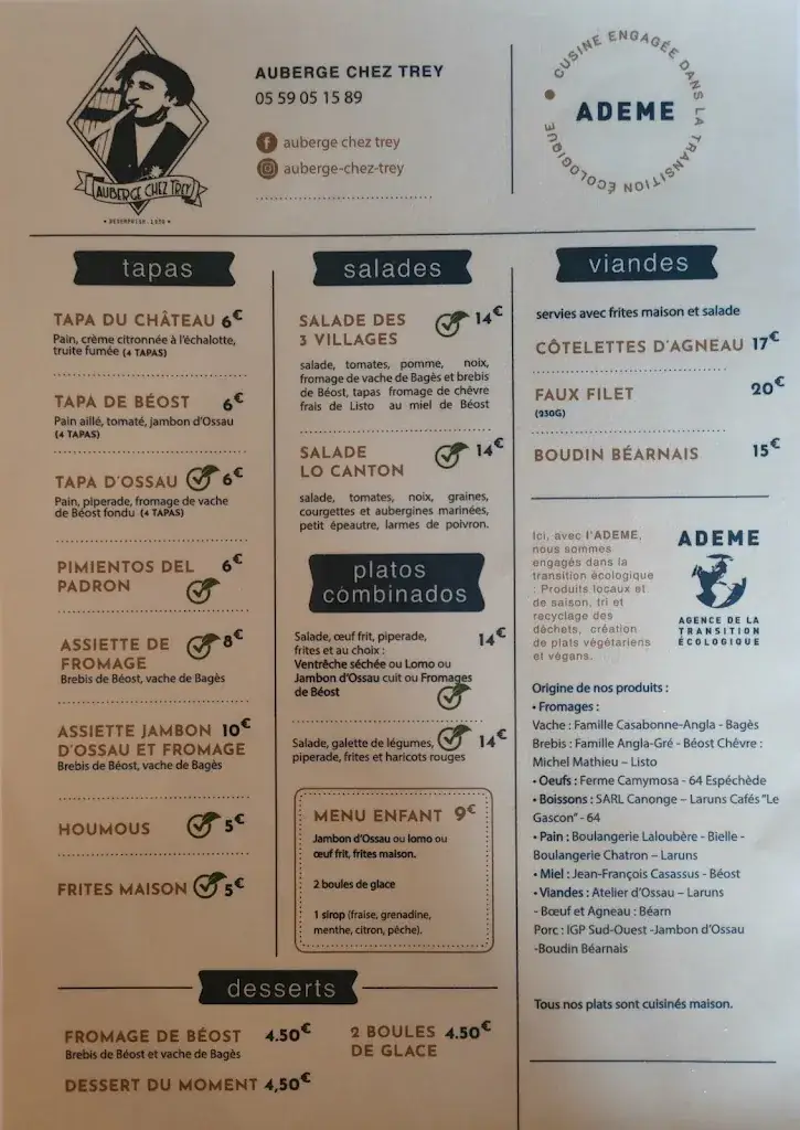 Menu_Auberge chez Trey_Béost_image_1